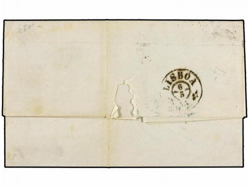 ✉ PORTUGAL. 1855. PORTO a LISBOA. 100 reis lila, mat. numera
