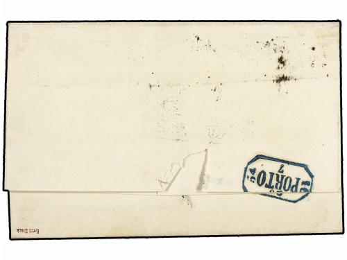 ✉ PORTUGAL. 1854. GUIMARAES a PORTO. 50 reis verde, mat. num