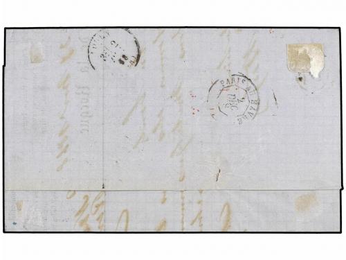 ✉ PORTUGAL. Af. 24. 1868. PORTO a FRANCIA. 80 reis naranja. 