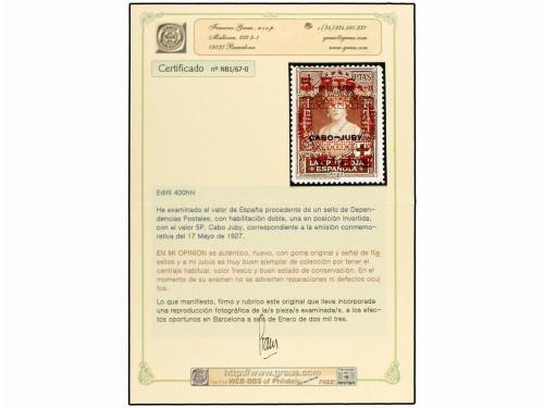 ** ESPAÑA. Ed. 400hhi. 5 pts. s. 4 pts. castaño SOBRECARGA D