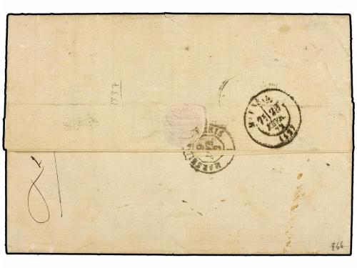 ✉ LEVANTE: CORREO FRANCES. 1872. CONSTANTINOPLA a PARÍS. 40 