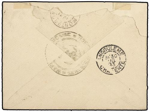 ✉ FRANCIA. 1893 (2 Julio). Sobre escrito circulado a FRANCIA