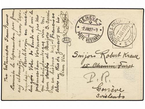 ✉ SANTO TOMAS LA GUAIRA. 1927. ST. THOME a SUIZA. Tarjeta Po