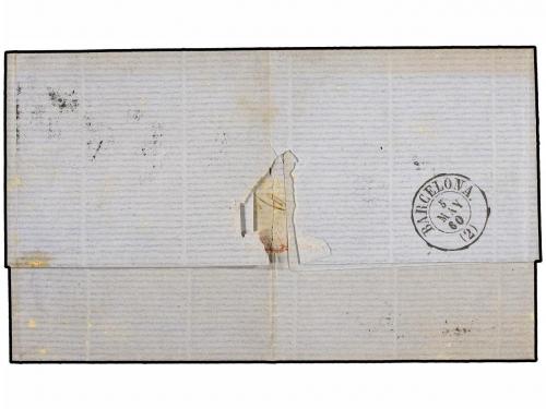 ✉ CUBA. 1860. HABANA a BARCELONA. 1 real verde. MAGNÍFICA. 