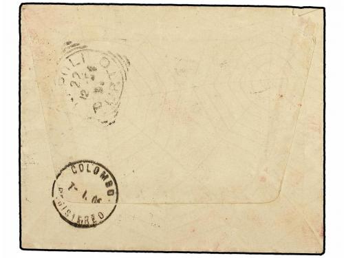 ✉ RUSIA. 1906. RUSIA to COLOMBO (Ceylon). 3 k. red (2) and 1