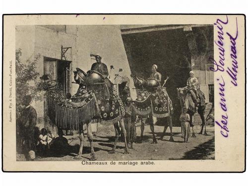 ✉ FRANCIA. 1902. SUEZ a MARSELLA. 10 cts. negro, mat. lineal