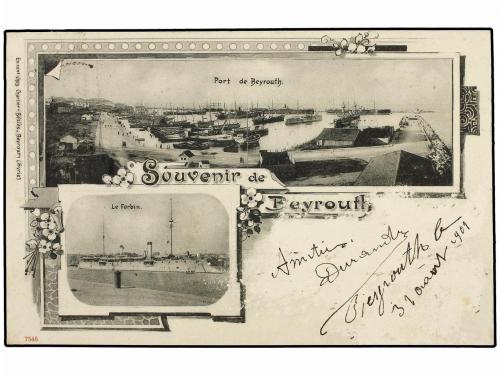 ✉ FRANCIA. 1901. PORT SAID a MARSELLA. 10 cts. negro, mat. P
