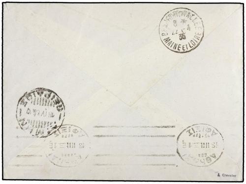 ✉ FRANCIA. 1935. ATENAS a FRANCIA. 50 cts. rojo, mat. rectan