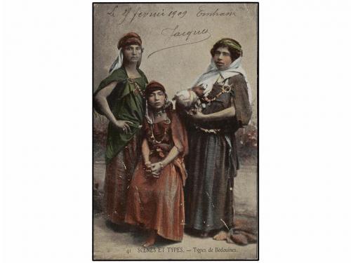 ✉ FRANCIA. 1909. ALGER a MARSELLA. Tarjeta Postal, marca NAU