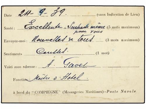 ✉ FRANCIA. 1939. Carte Priorité Navale enviada a FRANCIA. Fe