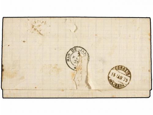 ✉ PORTUGAL. 1879. VILLANUEVA DE GAIA a RIO GRANDE DO SUL. 50