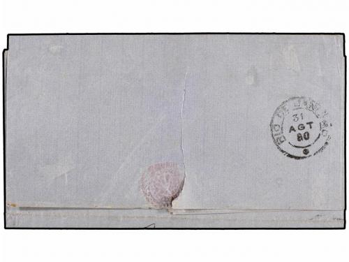 ✉ PORTUGAL. 1880. LISBOA a RIO GDE. DO SUL. 100 reis gris, m