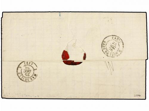 ✉ RUMANIA. Mi. 41, 44. 1876. BUCAREST to MARSEILLE. 5 bani b