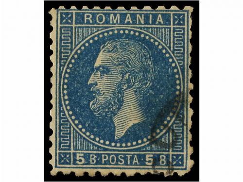 ° RUMANIA. 1876. 5 bani blue ERROR OF COLOUR. Rare used. 550