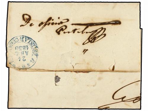 ✉ CUBA. 1850. BEJUCAL a HABANA. Fechador BEJUCAL/ISLA DE CUB