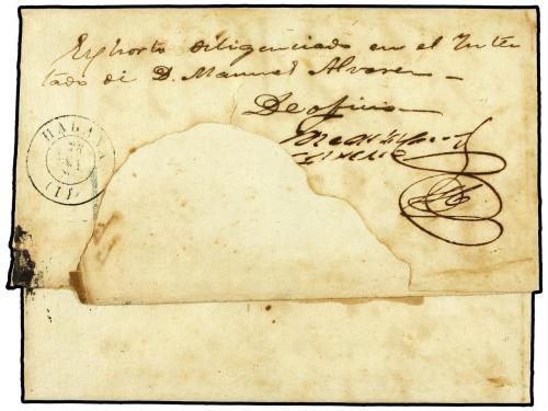 ✉ CUBA. 1862. JARUCO a HABANA. Fechador JARUCO/ISLA DE CUBA 