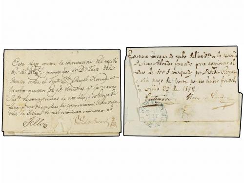✉ CUBA. 1841-52. SANTIAGO DE CUBA. 2 cartas con marcas de CU