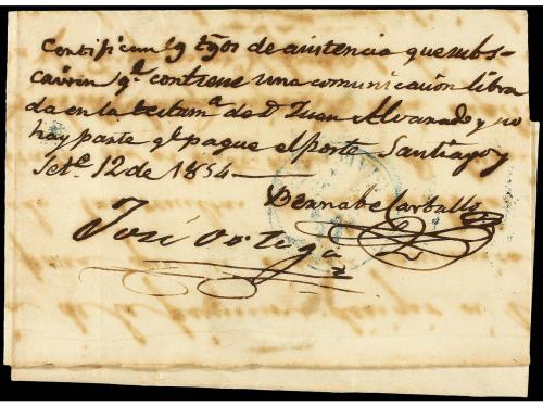 ✉ CUBA. 1854. SANTIAGO DE LAS VEGAS a HABANA. Fechador SANTI