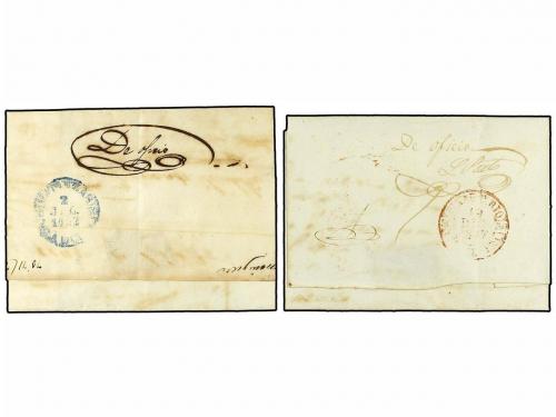 ✉ CUBA. 1847-52. 2 cartas con fechadores HABANA/ISLA DE CUBA