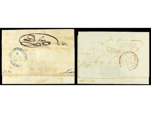 ✉ CUBA. 1847-52. 2 cartas con fechadores HABANA/ISLA DE CUBA
