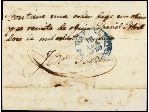 ✉ CUBA. 1850. MARIEL a HABANA. Fechador MARIEL/ISLA DE CUBA 