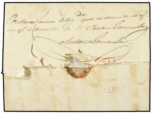 ✉ CUBA. 1845. PALMILLAS a HABANA. Marca lineal ROQUE en rojo