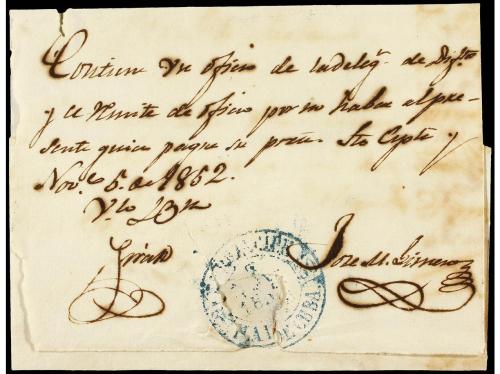 ✉ CUBA. 1852. SANCTI SPIRITUS a PRO. PRÍNCIPE. Fechador STI.