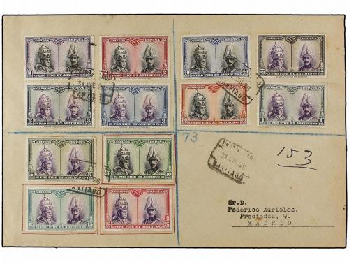 ✉ ESPAÑA. Ed. 418/33. 1928. SANTIAGO a MADRID. Serie complet