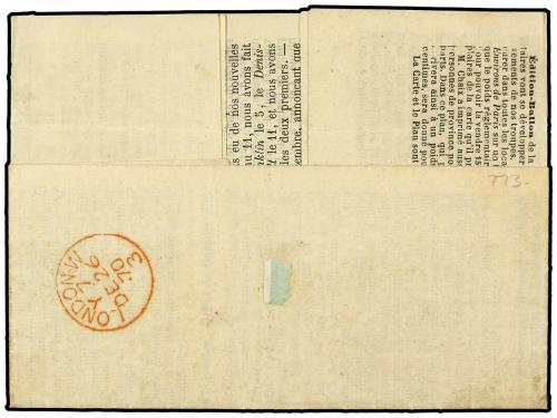 ✉ FRANCIA. 1870 (Dec. 21). PARIS to LONDON. BALLOON "LE LAVO