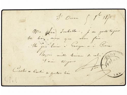 ¿ FRANCIA. 1870 (Oct. 5). ST. OUEN to AGEN. BALLOON "LE NON