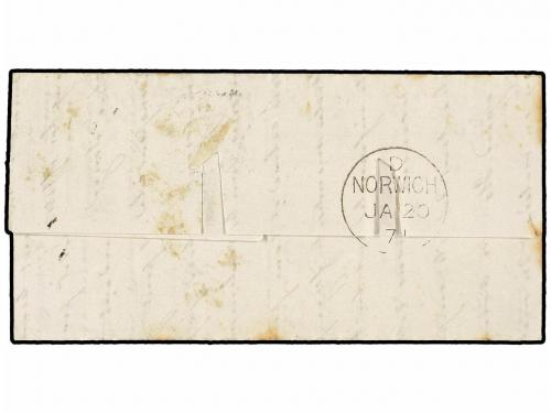 ✉ FRANCIA. 1871 (Jan. 11). PRIS to NORFOLK (Great Britain). 