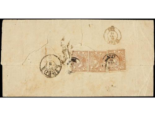 ✉ ESPAÑA. Ed. 96 (6). 1868. RIBADEO a BUENOS AIRES. 50 mils.