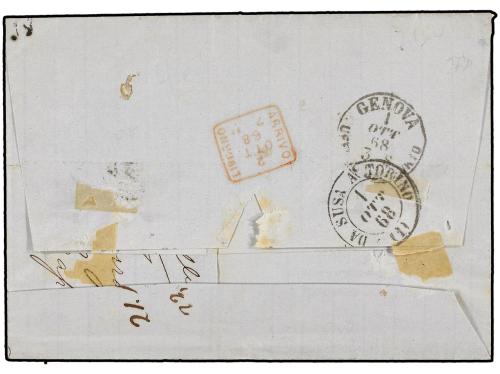✉ ESPAÑA. Ed. 89. 1868 (1 Octubre). TARRAGONA a LIVORNO (Ita