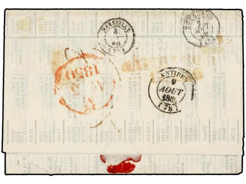 ✉ ESPAÑA: PREFILATELIA. 1850. MADRID a MONOPOLI (Dos Sicilia