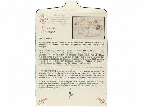 ✉ ITALIA. 1850. MADRID a MONOPOLI (Dos Sicilias, Italia). Im