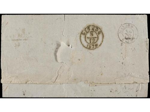 ✉ ESPAÑA. Ed. 126 (2). 1872. SANTANDER a BUENOS AIRES. 50 ct