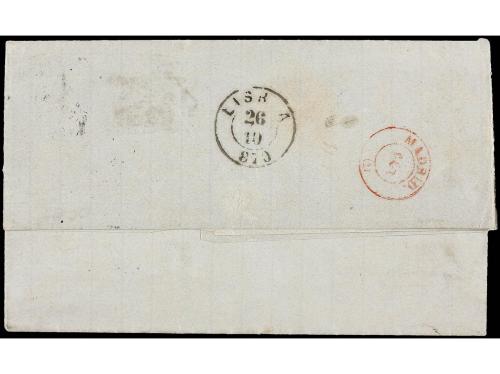 ✉ ESPAÑA. Ed. 110 (2). 1870. MÁLAGA a BUENOS AIRES. 400 mils