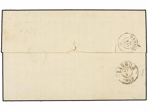 ✉ ESPAÑA. Ed. 100 (2). 1869. SEVILLA a BUENOS AIRES. 200 mil