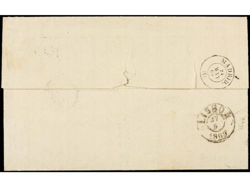 ✉ ESPAÑA. Ed. 100 (2). 1869. SEVILLA a BUENOS AIRES. 200 mil