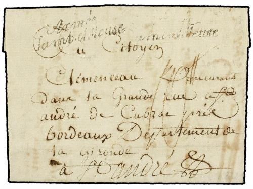 ✉ ALEMANIA. 1796. COLOGNE to FRANCE. Entire letter with ARME