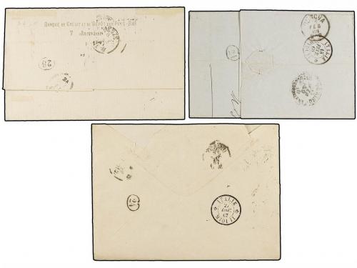 ✉ BELGICA. 1867-71. THREE covers to ITALY with 20+20 cts., 4