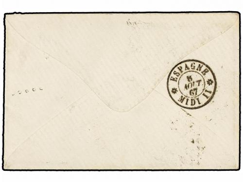 ✉ BELGICA. 1867. BRUXELLES to SEVILLA (Spain). Envelope fran