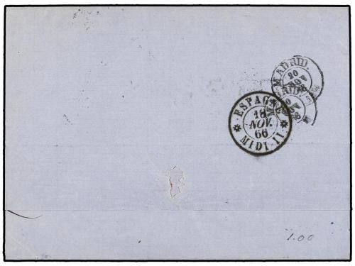 ✉ BELGICA. 1866. ANVERS to MADRID (Spain). Folded letter fra