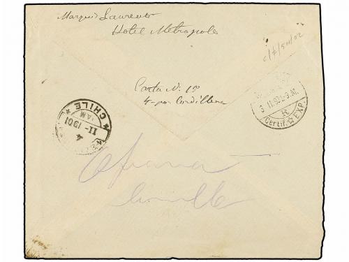✉ BELGICA. 1901. BRUXELLES to CHILE. Envelope franked with 5