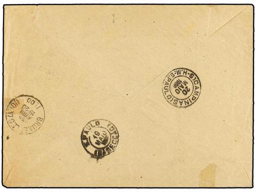 ✉ BELGICA. 1900. BRUXELLES to CAMPINAS (Brazil). Envelope fr