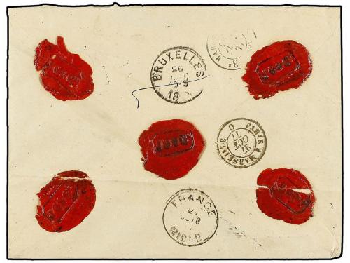 ✉ BELGICA. 1877. LIEGE to FRANCE. Envelope franked with 20 c