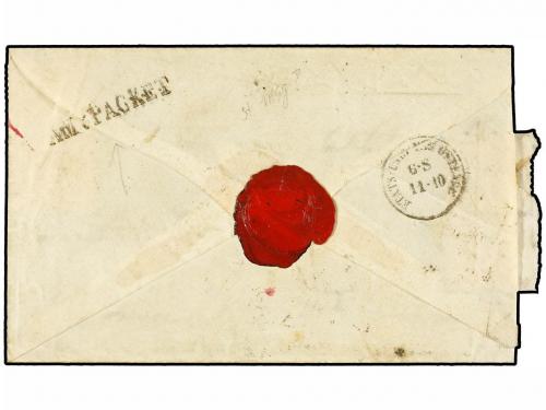 ¿ BELGICA. 1864. BRUXELLES to U.S.A. Folded letter franked w