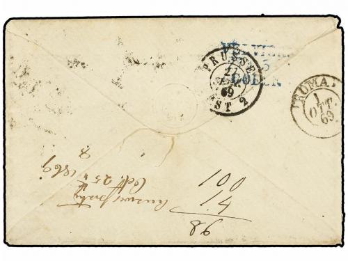 ¿ BELGICA. 1869. LOUVAIN to ROME (Italy). Envelope franked w