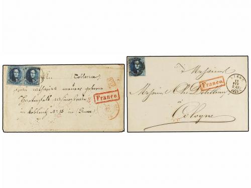 ¿ BELGICA. 1852-57. FIVE covers to GERMANY. 10 + 10 cts., 20
