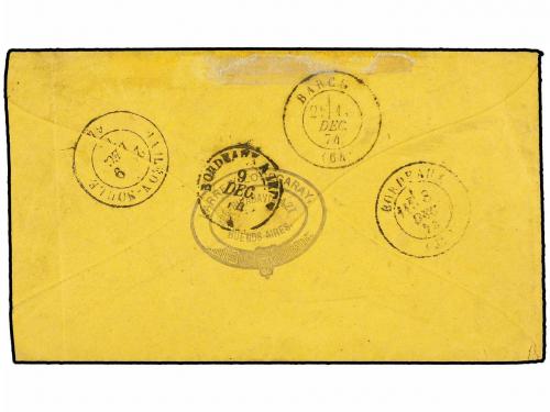✉ ARGENTINA. 1874. BUENOS AIRES a FRANCIA. 5 cts. rojo, fech